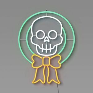 NIB. HYDE & EEK! Skull Wreath Neon Wall Light